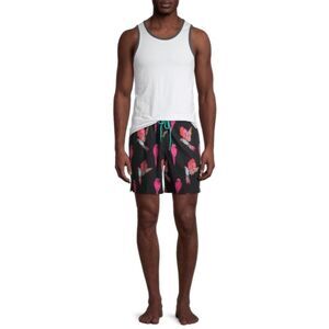 George Men’s Parrot Print Swim Trunks in Black | Size Small (28-30)